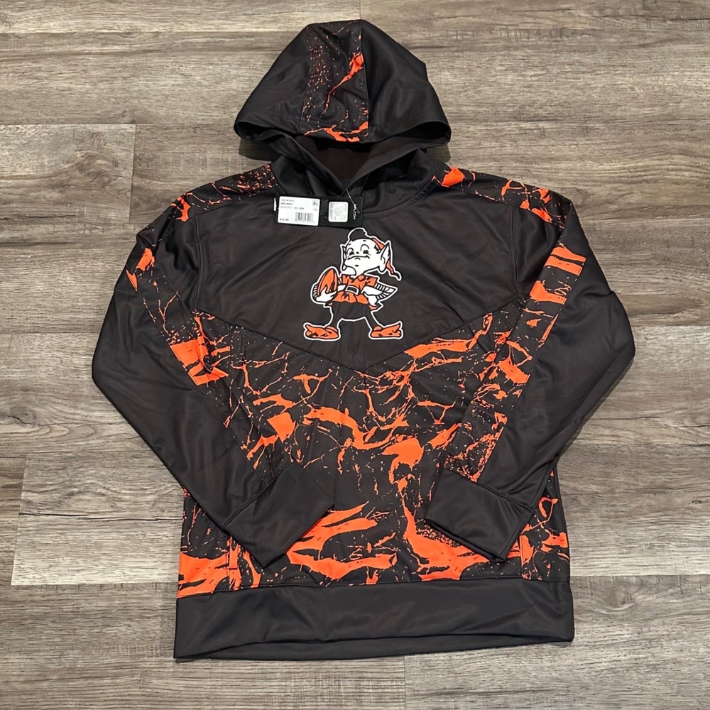 NFL Cleveland Browns Brownie the Elf Youth Hoodie Black Orange Splatter M 10/12